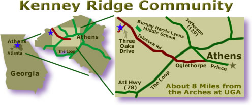 Kenney Ridge is 4 miles northwest of Loop 10 on Tallassee Rd